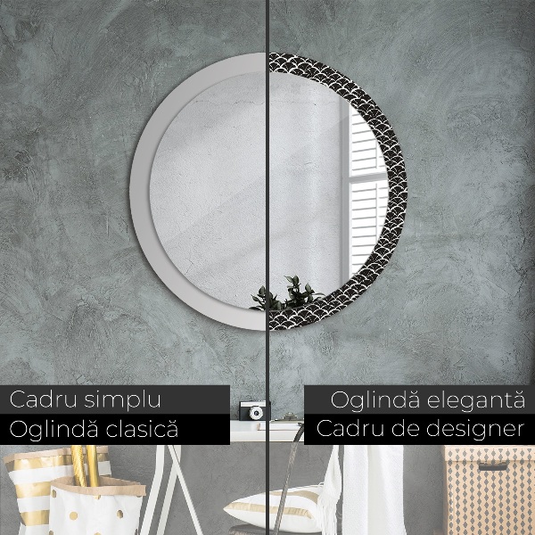 Miroir rond avec décoration Écailles orientales