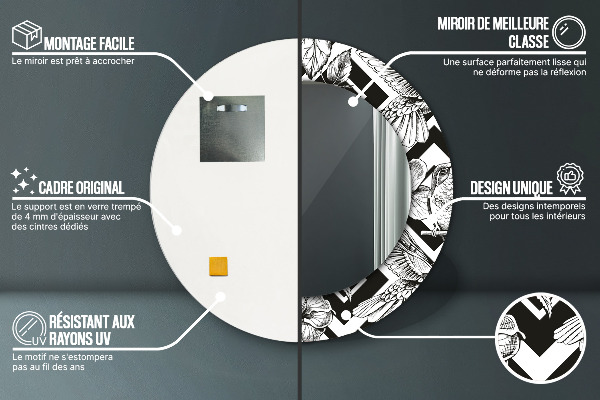 Miroir rond avec décoration Colibri