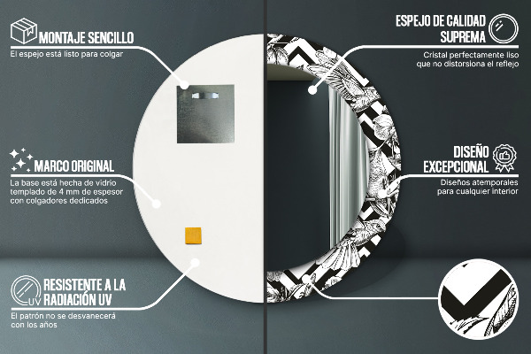 Miroir rond avec décoration Colibri