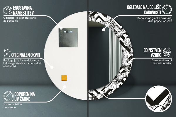 Miroir rond avec décoration Colibri