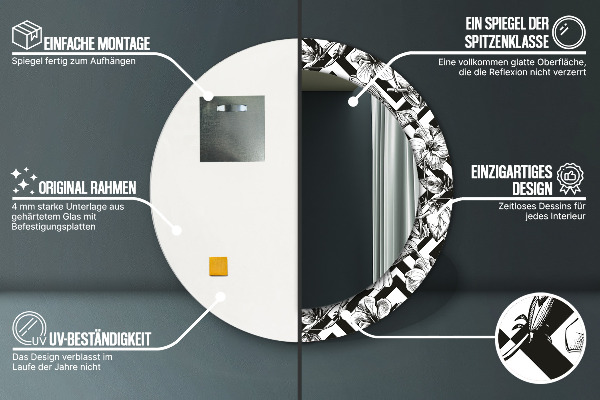 Miroir rond avec décoration Colibri
