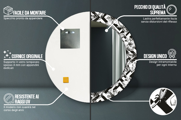 Miroir rond avec décoration Colibri