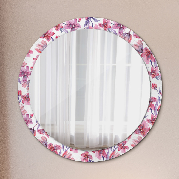 Miroir rond avec décoration Fleurs aquarelles