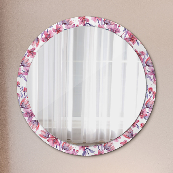 Miroir rond avec décoration Fleurs aquarelles