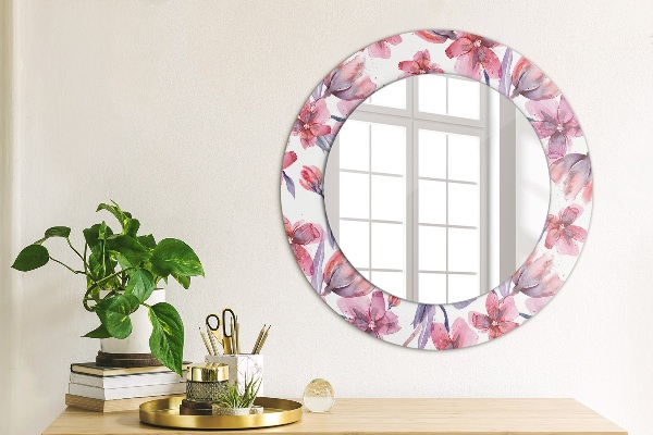 Miroir rond avec décoration Fleurs aquarelles