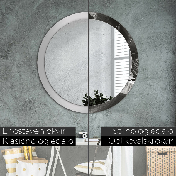 Miroir rond avec décoration Palmiers tropicaux