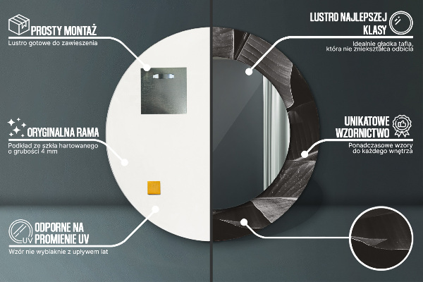 Miroir rond avec décoration Palmiers tropicaux