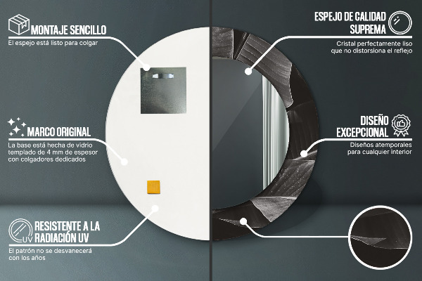 Miroir rond avec décoration Palmiers tropicaux