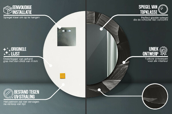 Miroir rond avec décoration Palmiers tropicaux