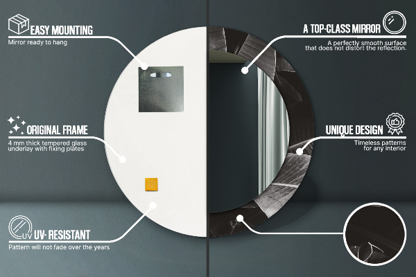 Miroir rond avec décoration Palmiers tropicaux