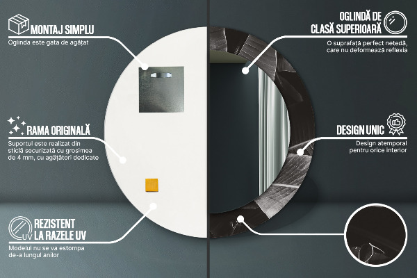 Miroir rond avec décoration Palmiers tropicaux