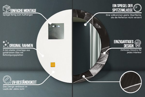 Miroir rond avec décoration Palmiers tropicaux