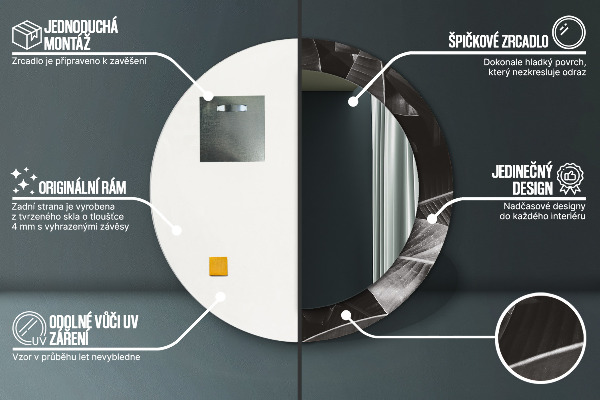 Miroir rond avec décoration Palmiers tropicaux