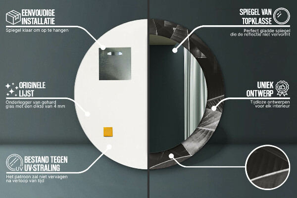 Miroir rond avec décoration Palmiers tropicaux