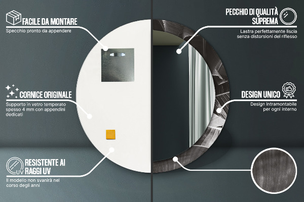 Miroir rond avec décoration Palmiers tropicaux