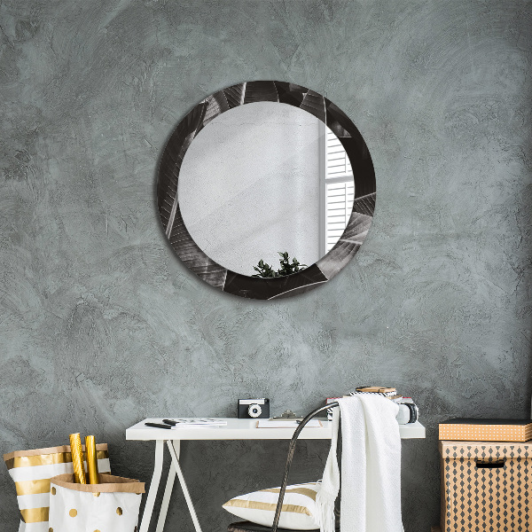 Miroir rond avec décoration Palmiers tropicaux
