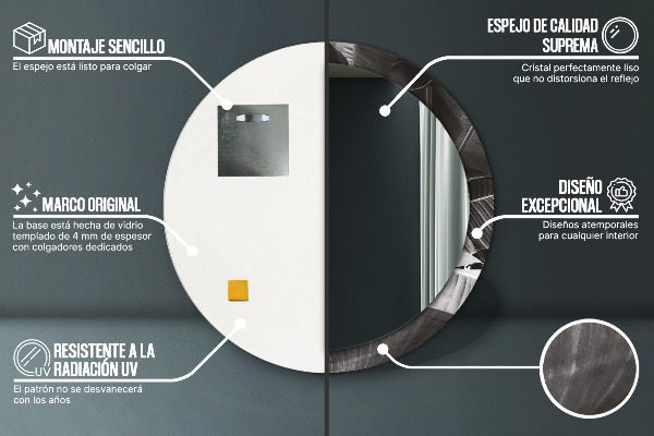 Miroir rond avec décoration Palmiers tropicaux