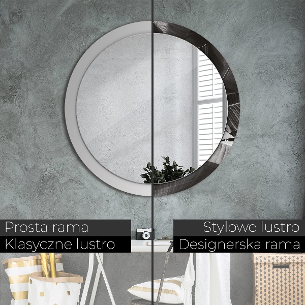 Miroir rond avec décoration Palmiers tropicaux