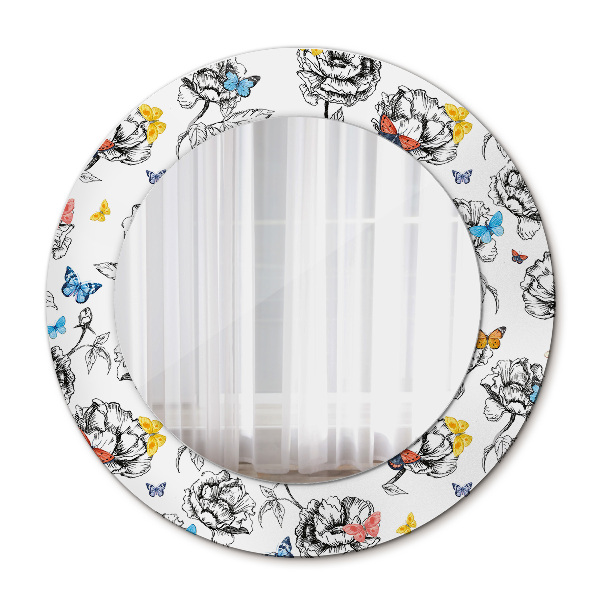 Miroir rond avec décoration Papillon