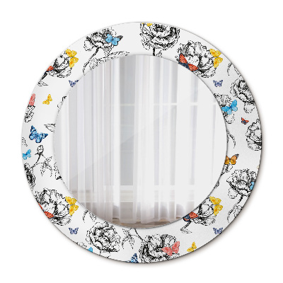 Miroir rond avec décoration Papillon