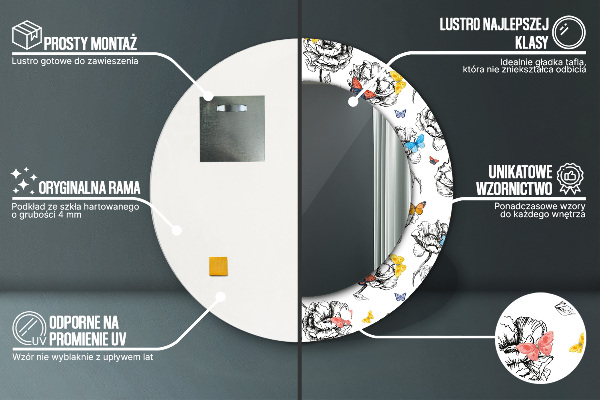 Miroir rond avec décoration Papillon