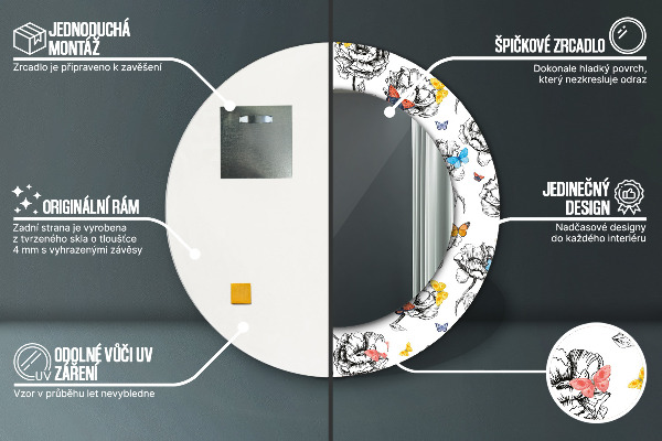 Miroir rond avec décoration Papillon