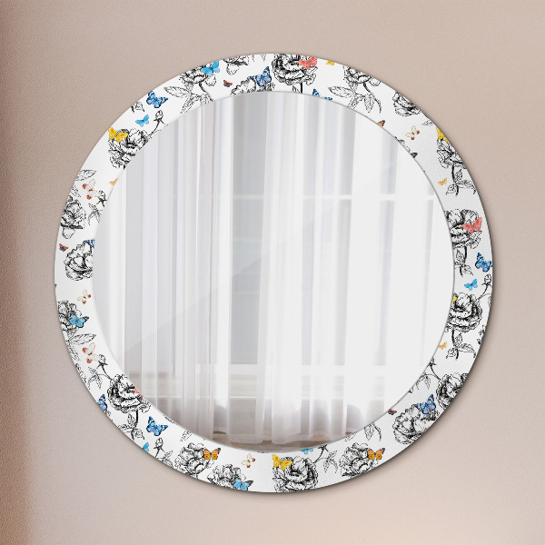 Miroir rond avec décoration Papillon