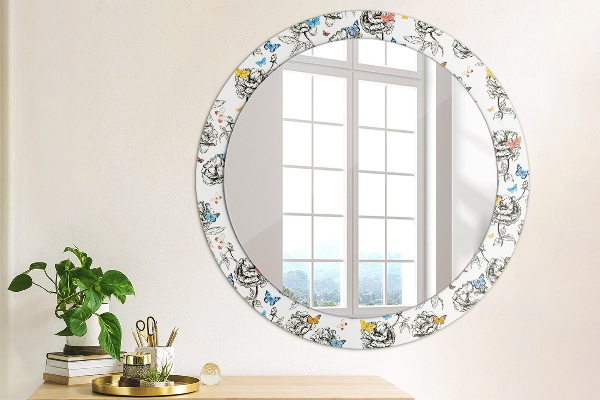 Miroir rond avec décoration Papillon