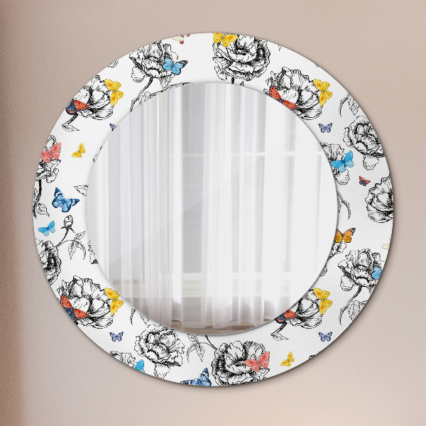 Miroir rond avec décoration Papillon