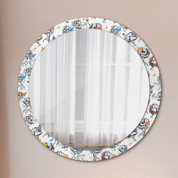 Miroir rond avec décoration Papillon