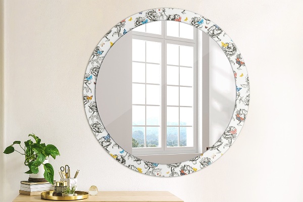 Miroir rond avec décoration Papillon