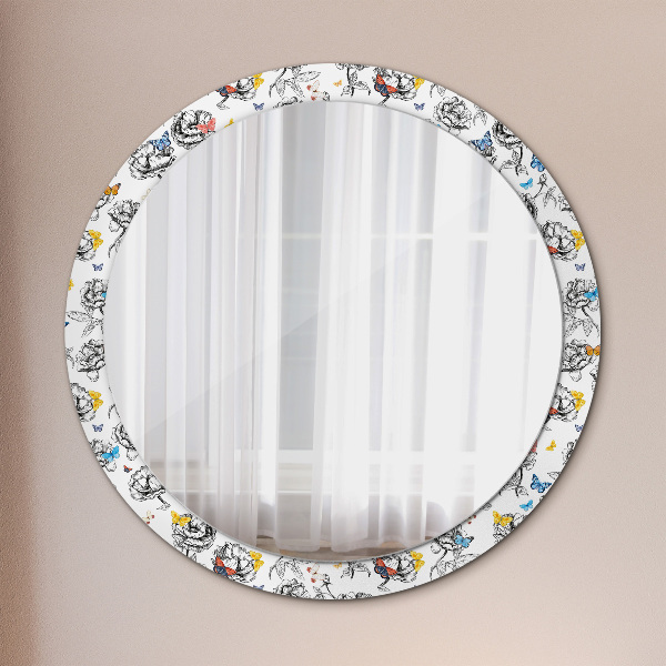 Miroir rond avec décoration Papillon