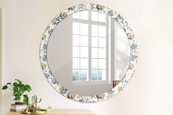 Miroir rond avec décoration Papillon
