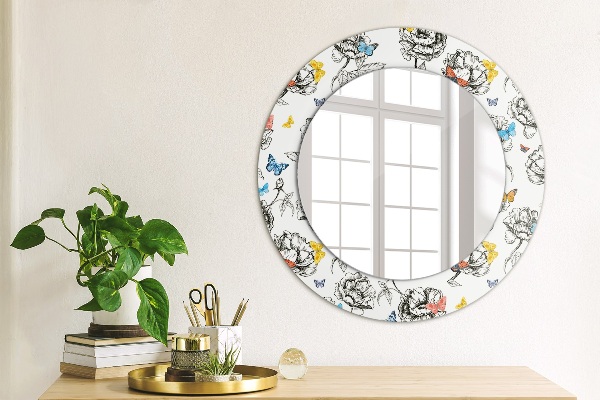 Miroir rond avec décoration Papillon