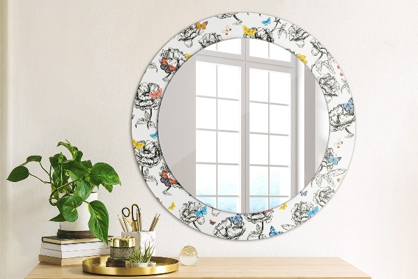 Miroir rond avec décoration Papillon