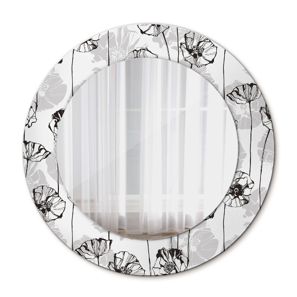 Miroir rond avec décoration Fleurs maki