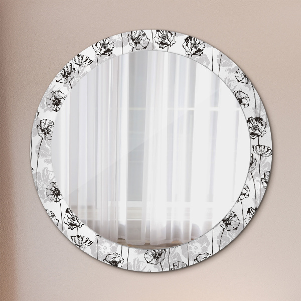 Miroir rond avec décoration Fleurs maki