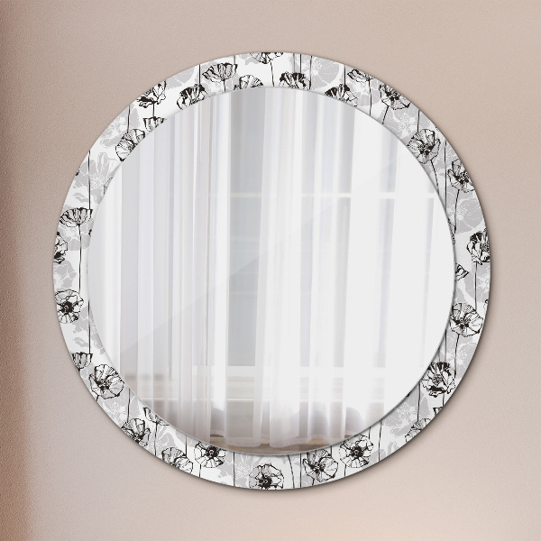 Miroir rond avec décoration Fleurs maki