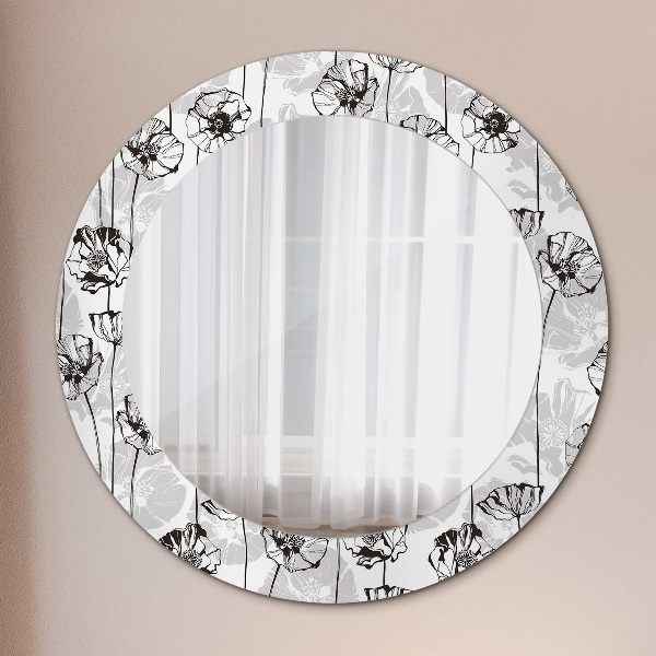 Miroir rond avec décoration Fleurs maki
