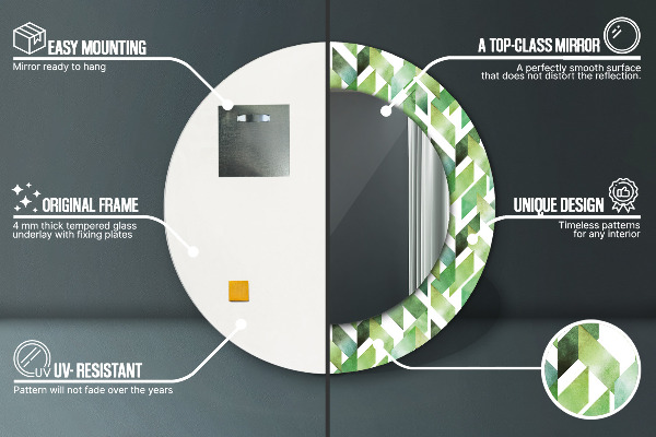 Miroir rond cadre avec impression Héristier