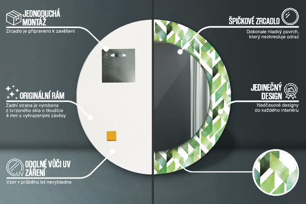 Miroir rond cadre avec impression Héristier