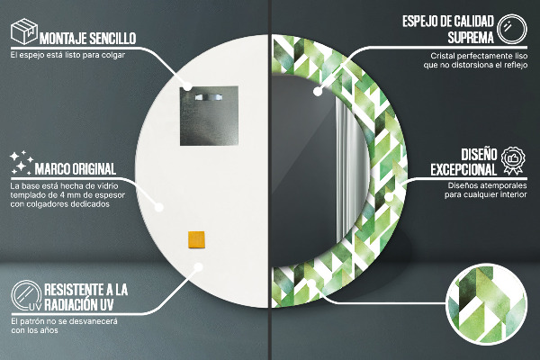 Miroir rond cadre avec impression Héristier