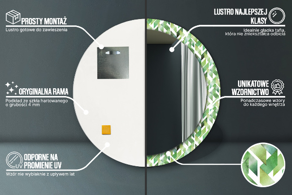 Miroir rond cadre avec impression Héristier