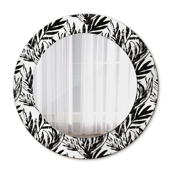 Miroir rond cadre avec impression Monstera