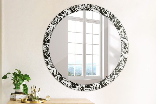 Miroir rond cadre avec impression Monstera