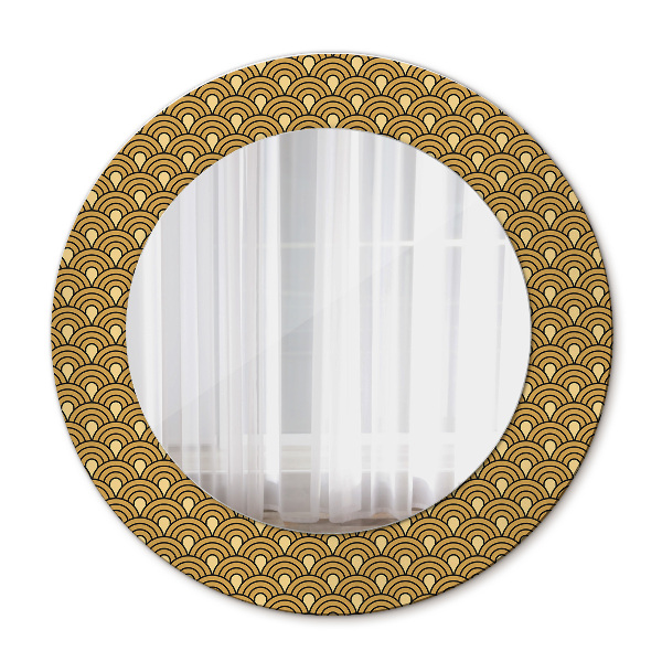 Miroir rond cadre avec impression Déco vintage