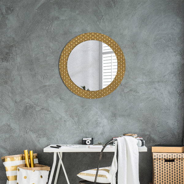 Miroir rond cadre avec impression Déco vintage