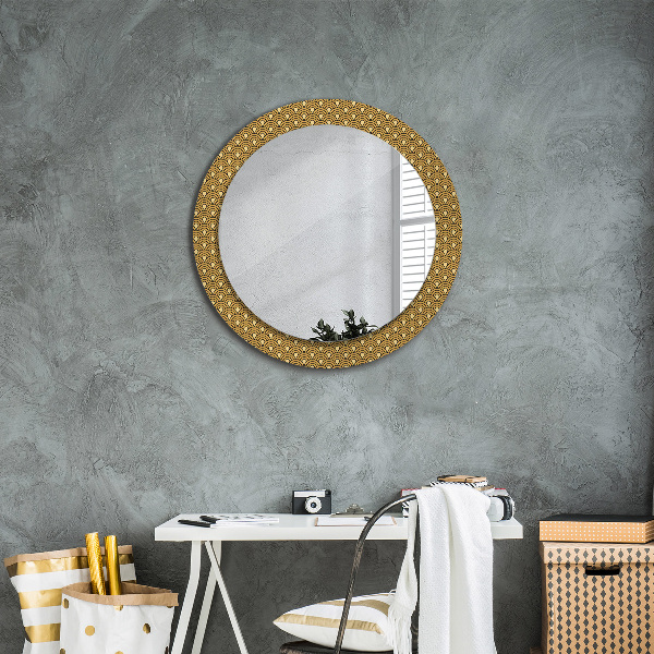 Miroir rond cadre avec impression Déco vintage