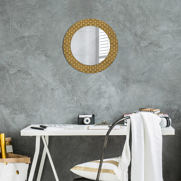 Miroir rond cadre avec impression Déco vintage