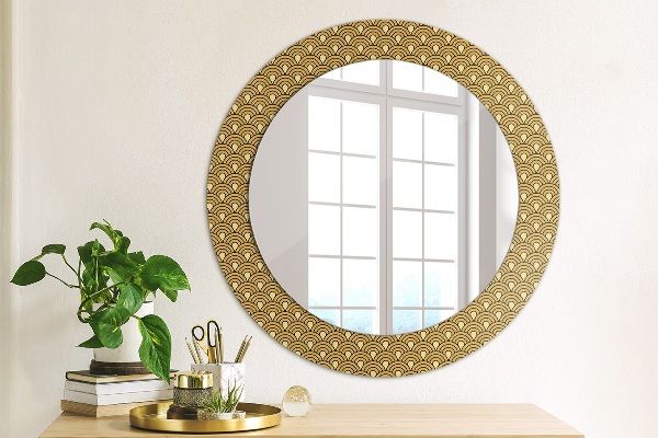 Miroir rond cadre avec impression Déco vintage